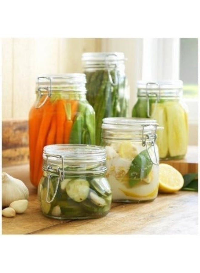 Super Glass Clip Jar with Airtight Seal, Clear Glass Storage Container with Metal Clamp Lid, 5 L Capacity Jar for Kitchen Canning Cereal, Pasta, Sugar, Beans, Spice - Image 2