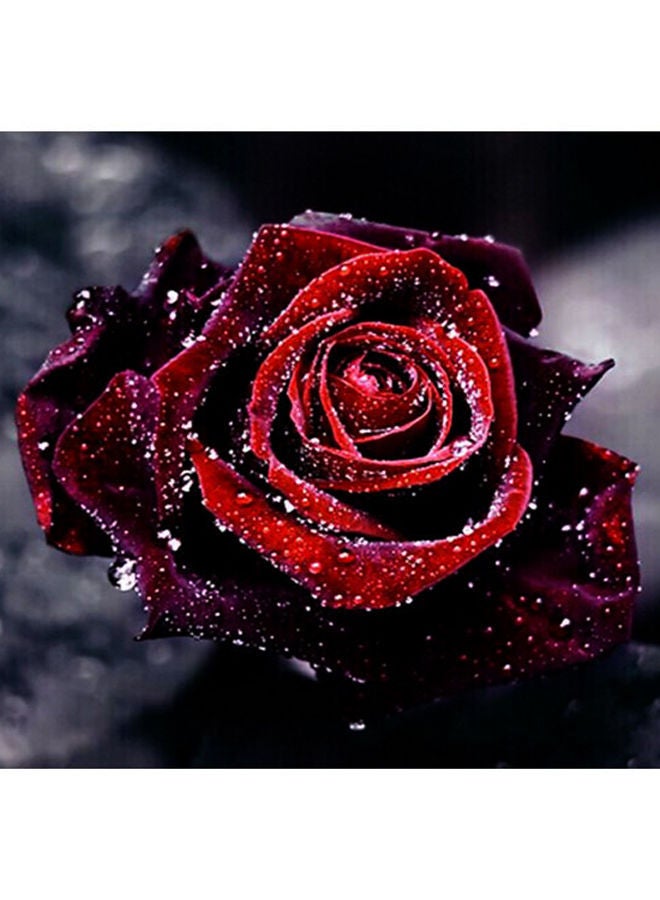 NIBEMINENT Rose Flower Pattern DIY 5D Cross Stitch Kit Black/Red/Clear - Image 1
