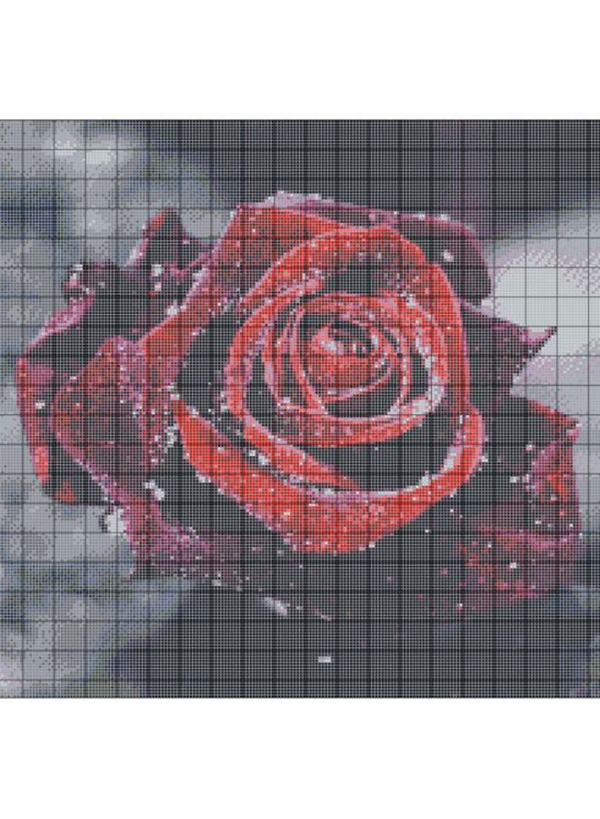 NIBEMINENT Rose Flower Pattern DIY 5D Cross Stitch Kit Black/Red/Clear - Image 5