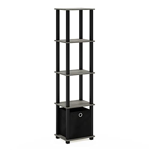 FURINNO TNT No Tools 5Tier Display Decorative Shelf French Oak GreyBlackBlack