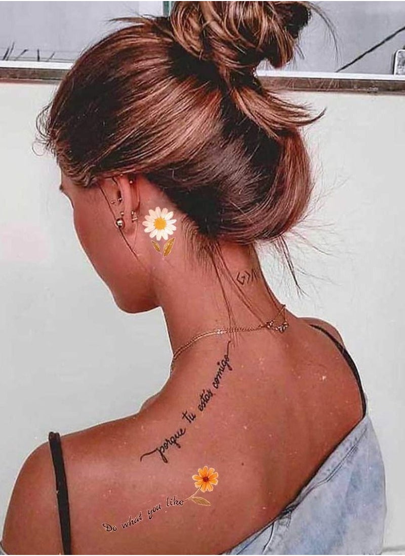SYOSI - 3D Daisy Temporary Tattoos for Women Girls Flowers Fake Tattoos Body Art Stickers for Hand Neck Wrist Arm 12 Sheets - Image 1
