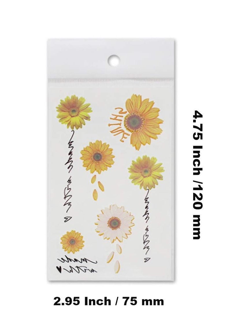 SYOSI - 3D Daisy Temporary Tattoos for Women Girls Flowers Fake Tattoos Body Art Stickers for Hand Neck Wrist Arm 12 Sheets - Image 1