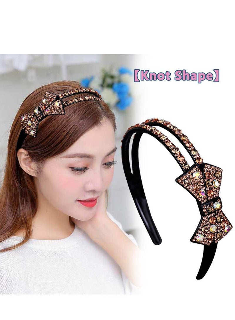 إسكدنيا 4 Pack Rhinestone Headbands Non Slip Plastic Hair Band Hoop with Double Rows Crystal Hairbands Accessories Sparkly Headband Teeth Comb for Women Girls Multiple Color - Image 3