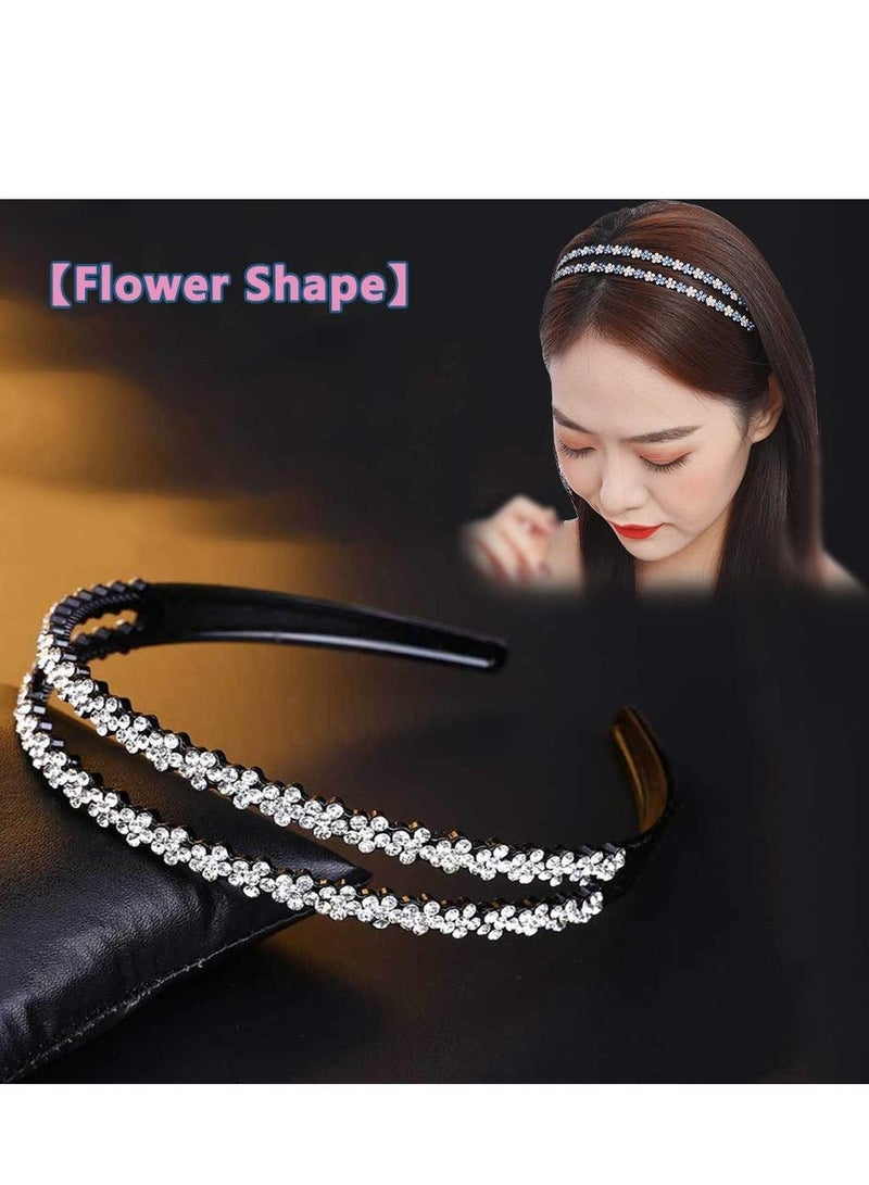 إسكدنيا 4 Pack Rhinestone Headbands Non Slip Plastic Hair Band Hoop with Double Rows Crystal Hairbands Accessories Sparkly Headband Teeth Comb for Women Girls Multiple Color - Image 4