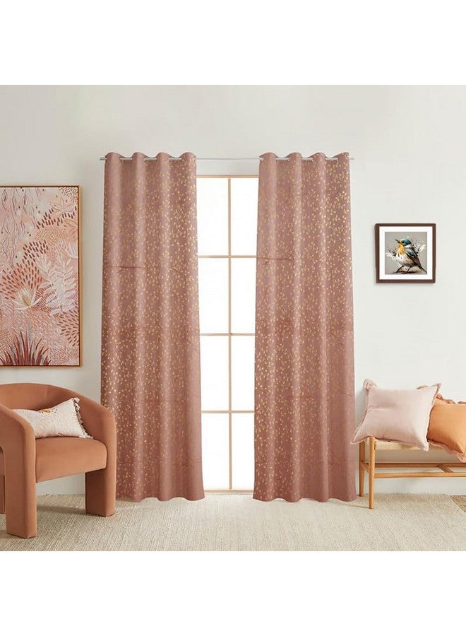 Fabrilia Soft Velvet Printed Window Curtains for Living Room/Bedroom (5 Feet Long, Blush Pink, Pack of 1 Piece) - Image 2