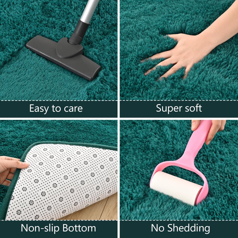 Arogan Shag منطقة سجادة لغرفة النوم 4x6 أقدام سجاد قابلة للغسل لغرفة المعيشة غير انزلاق السجاد السجاد الأرضية غير المنقولة - Image 4