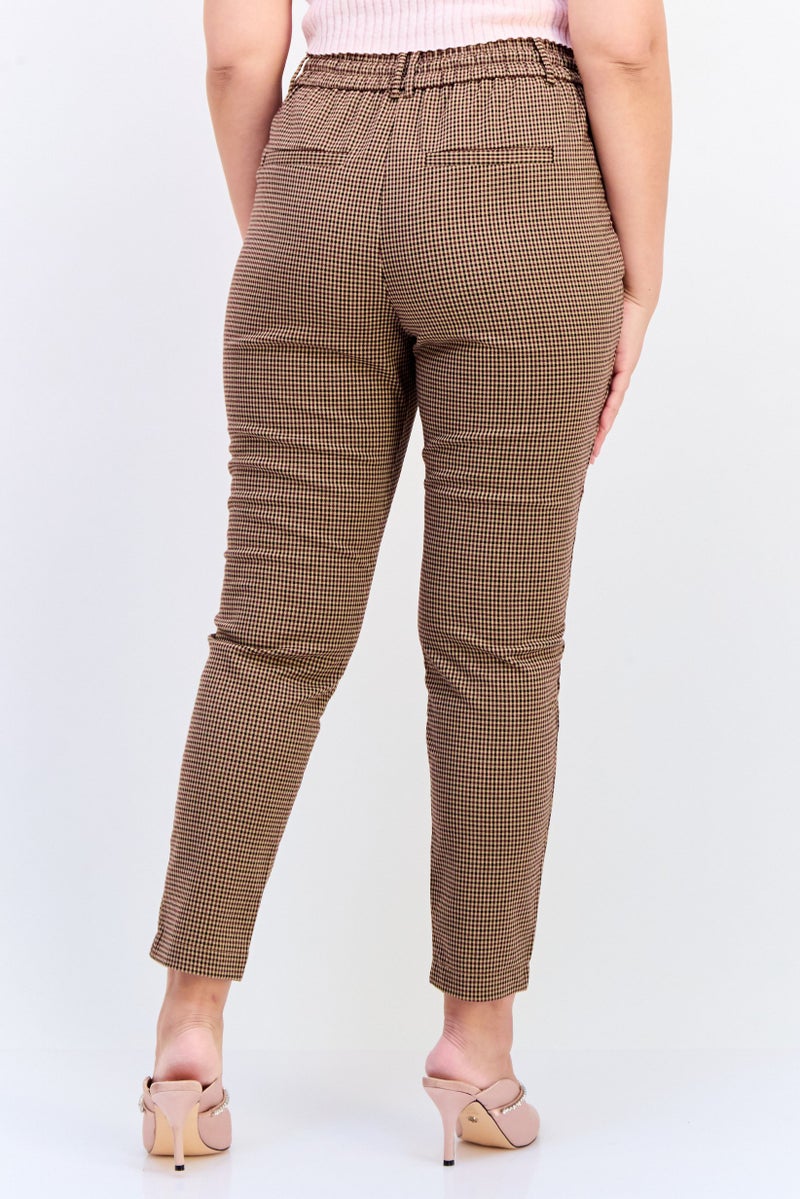 ONLY Women Regular Fit Plaid 32 Inseam Straight Leg Pants, Multicolor - Image 3