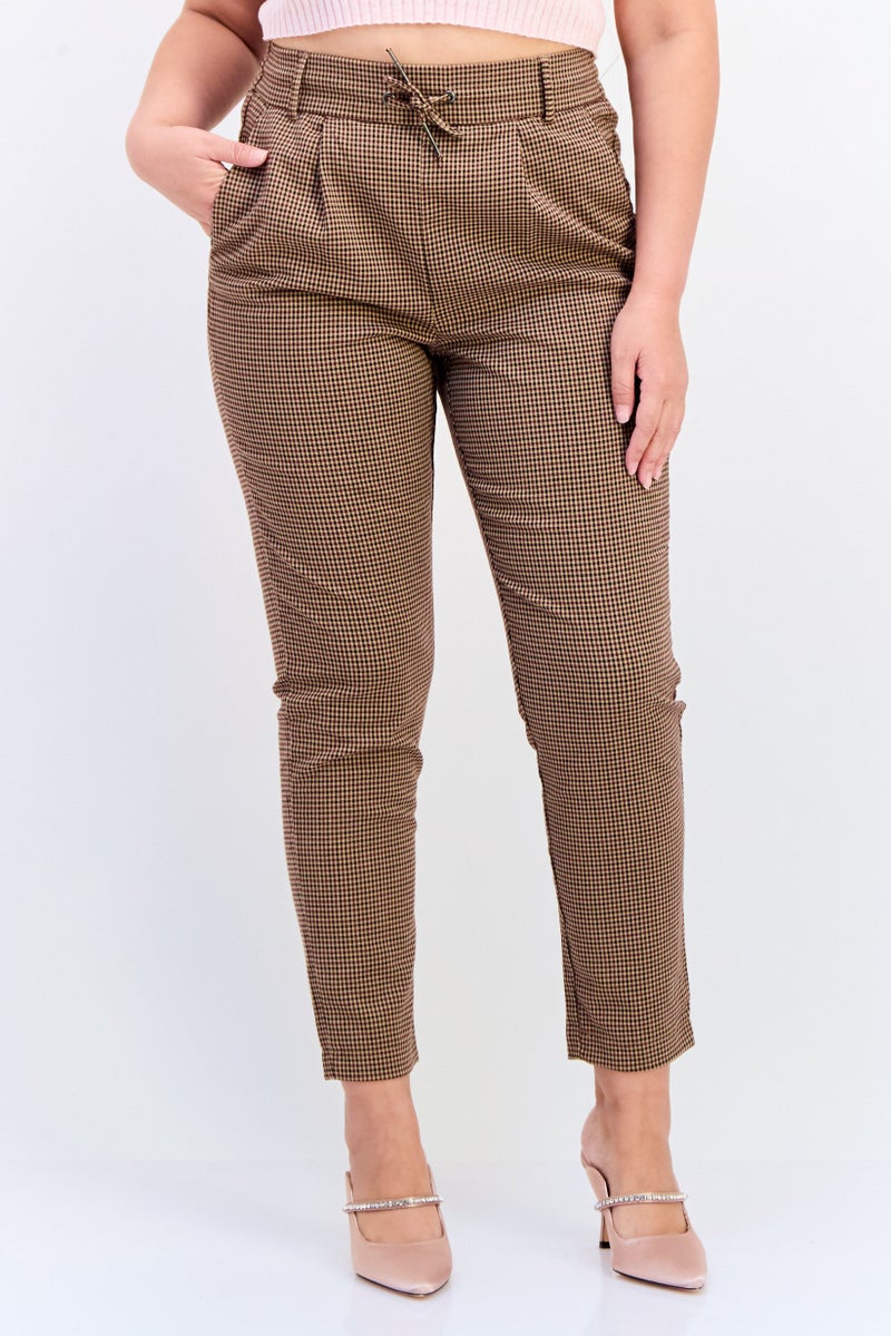 ONLY Women Regular Fit Plaid 32 Inseam Straight Leg Pants, Multicolor - Image 1