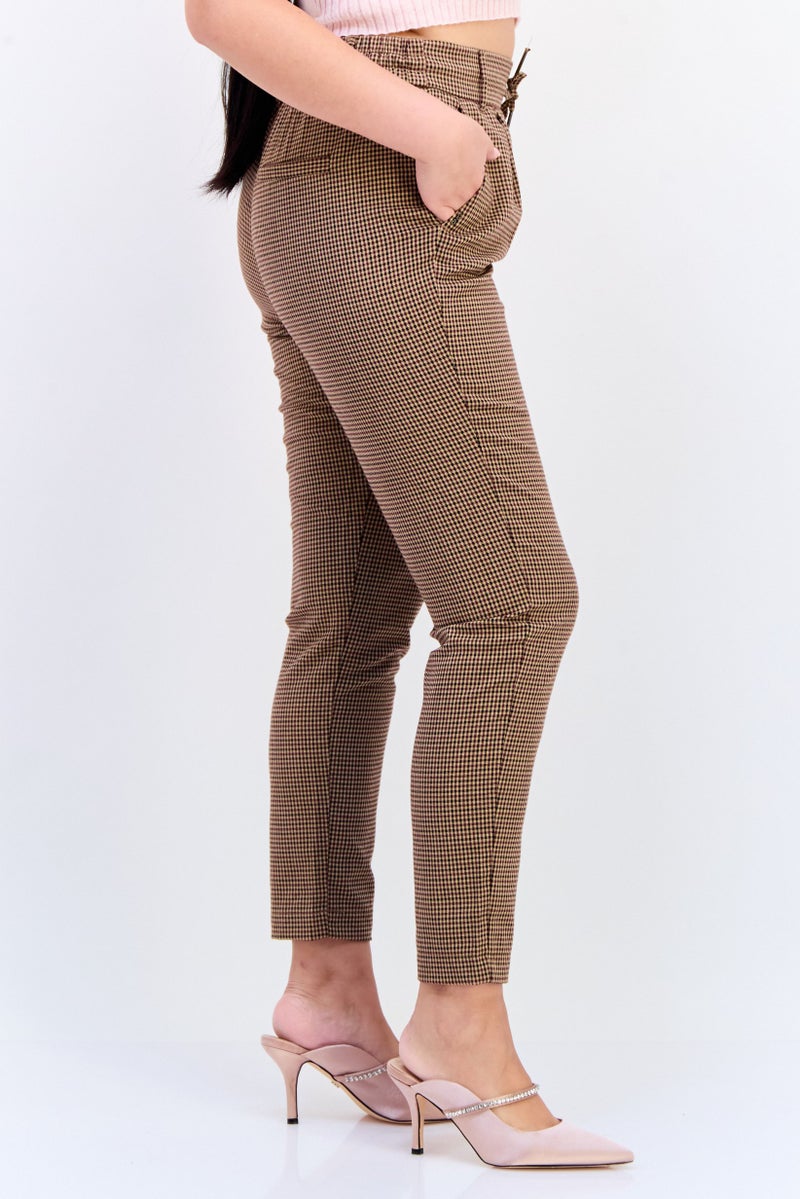 ONLY Women Regular Fit Plaid 32 Inseam Straight Leg Pants, Multicolor - Image 2