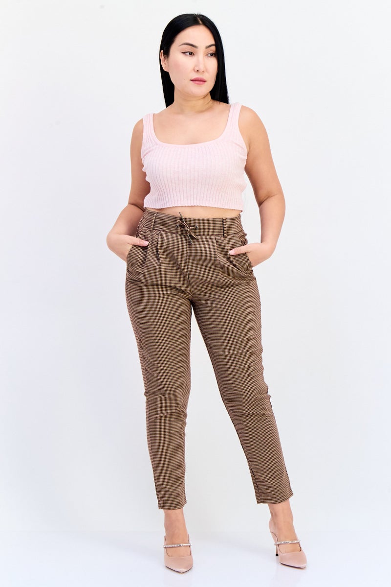 ONLY Women Regular Fit Plaid 32 Inseam Straight Leg Pants, Multicolor - Image 4