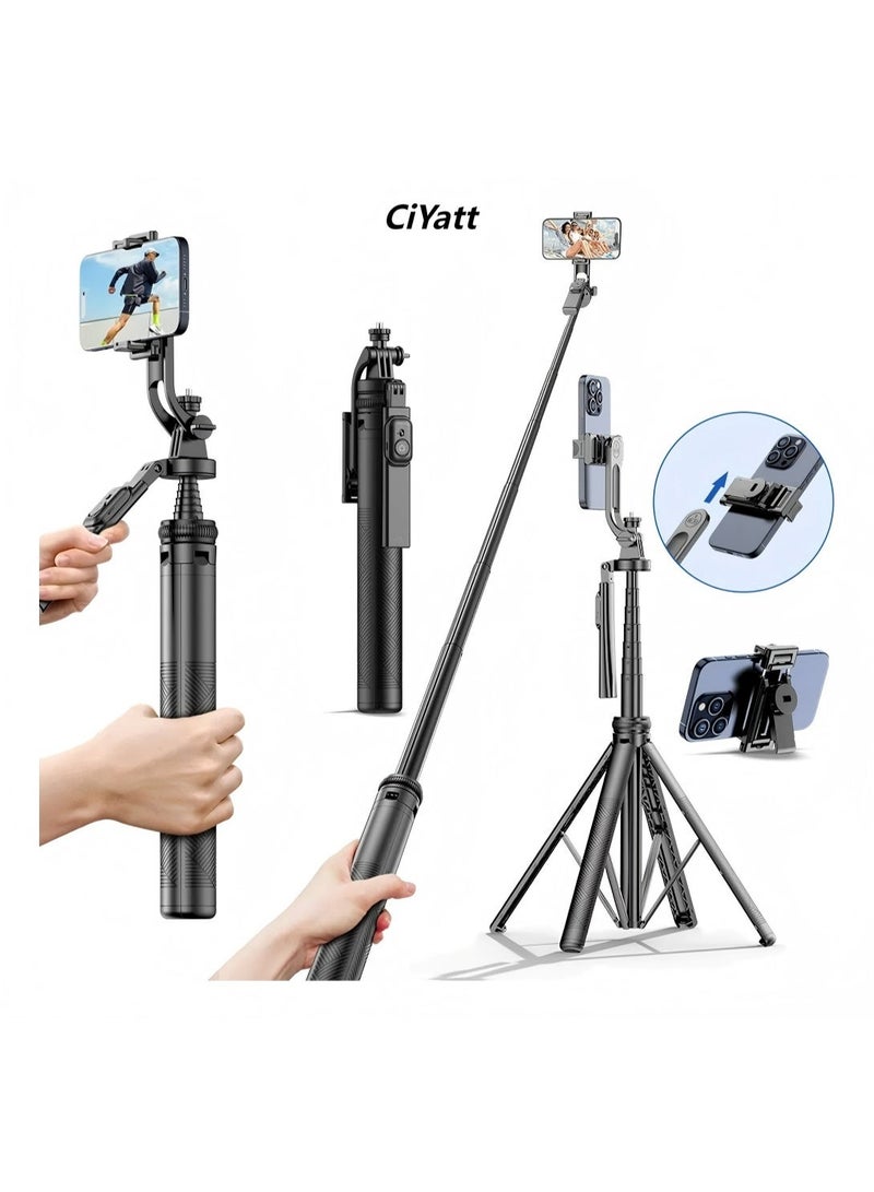 Plokama Tripod 1.7 Meters 2 Meters Selfie Stick Remote Bluetooth 4 in 1 360 Mobile HP LED - Image 2