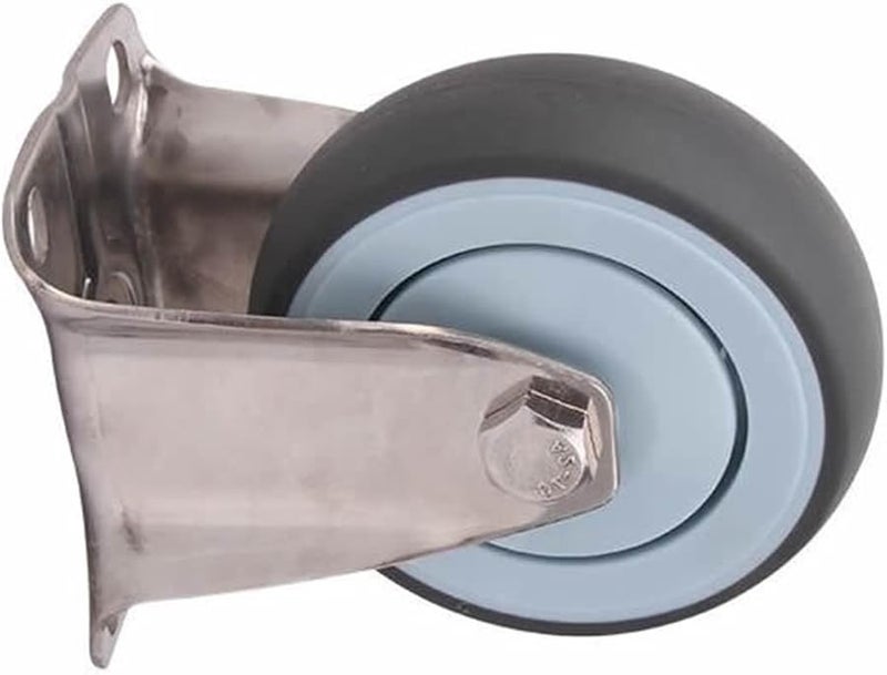 3 Inch Screw Brake Casters 304 Stainless Steel Soft Rubber Tread Silent No Rust Wheels - Image 4