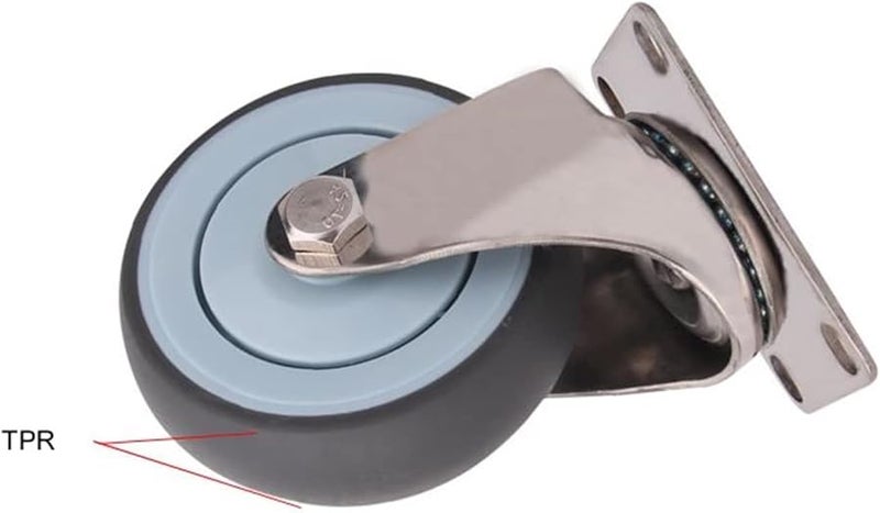 3 Inch Screw Brake Casters 304 Stainless Steel Soft Rubber Tread Silent No Rust Wheels - Image 5