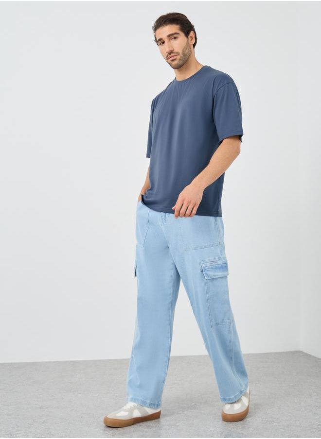 Styli Styli Solid Crew Neck Short Sleeve T-Shirt  - Image 2