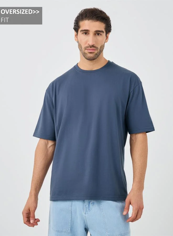 Styli Solid Crew Neck Short Sleeve T-Shirt