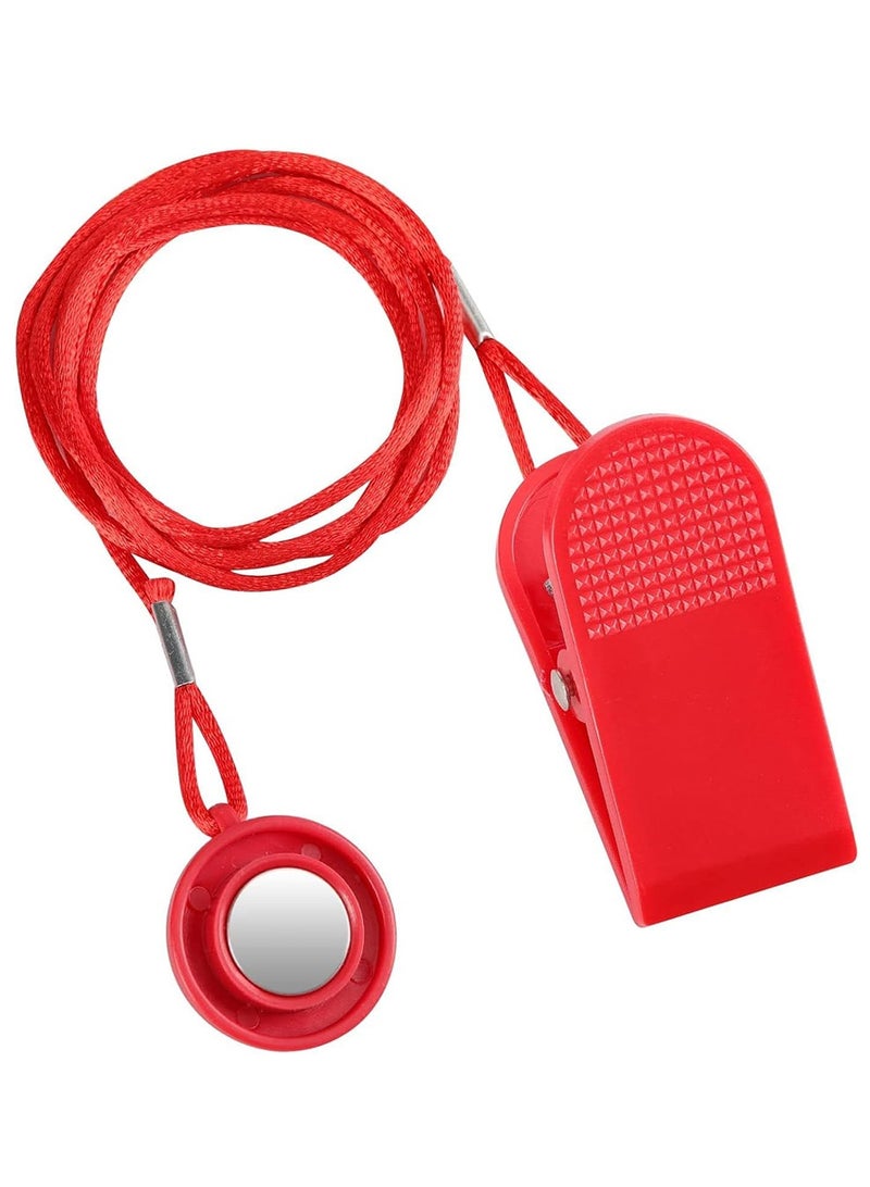 بكومور مفتاح أمان عالمي مغناطيسي لجهاز المشي - مفتاح مغناطيسي بديل لإيقاف الطوارئ مع مشبك وحبل بطول متر واحد، مفتاح ABS دائري لمعظم أجهزة المشي والجري - Image 1