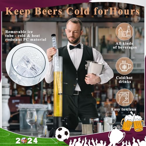 COSYOO 2PCS Drink Tower, 3L Mimosa Tower Dispenser With Ice Tube and Led Light, Tabletop Beer Dispenser 3.17 Qt./100oz, Ideal for Parties Bars Pubs Restaurants - Image 3