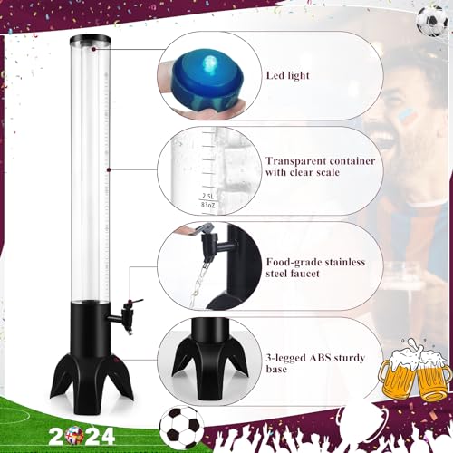 COSYOO 2PCS Drink Tower, 3L Mimosa Tower Dispenser With Ice Tube and Led Light, Tabletop Beer Dispenser 3.17 Qt./100oz, Ideal for Parties Bars Pubs Restaurants - Image 5