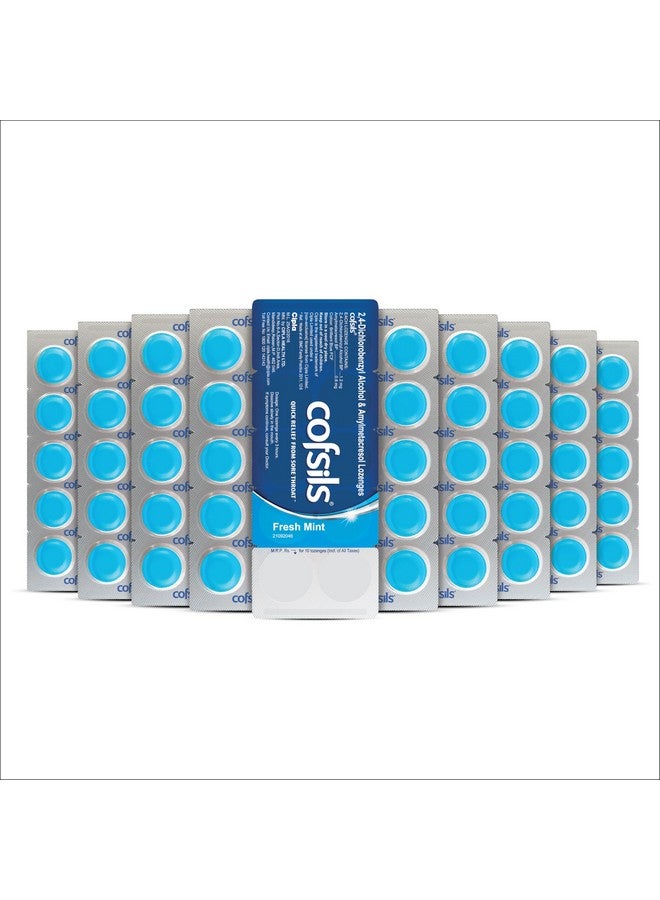 Cipla Cipla Cofsils Lozenges (100 Count) | Fresh Mint Flavour | Quick Relief from Sore Throat, Itchy Throat and Scratchy Throat (10 x 10 Strips)  - Image 1