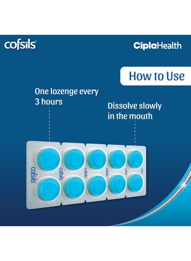 Cipla Cipla Cofsils Lozenges (100 Count) | Fresh Mint Flavour | Quick Relief from Sore Throat, Itchy Throat and Scratchy Throat (10 x 10 Strips)  - Image 3
