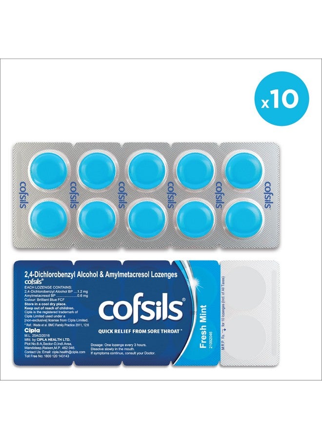 Cipla Cipla Cofsils Lozenges (100 Count) | Fresh Mint Flavour | Quick Relief from Sore Throat, Itchy Throat and Scratchy Throat (10 x 10 Strips)  - Image 5