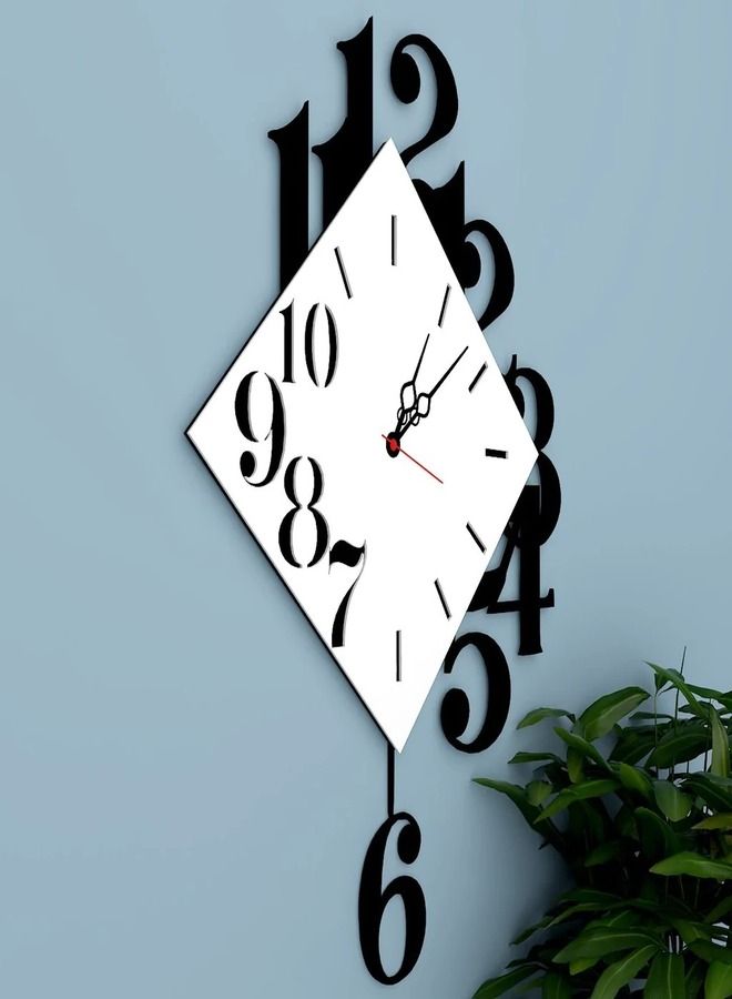 WALL BEAUTY Acrylic Wall Clock Best Home Décor Diamond Shape Wall Clock White - Image 3