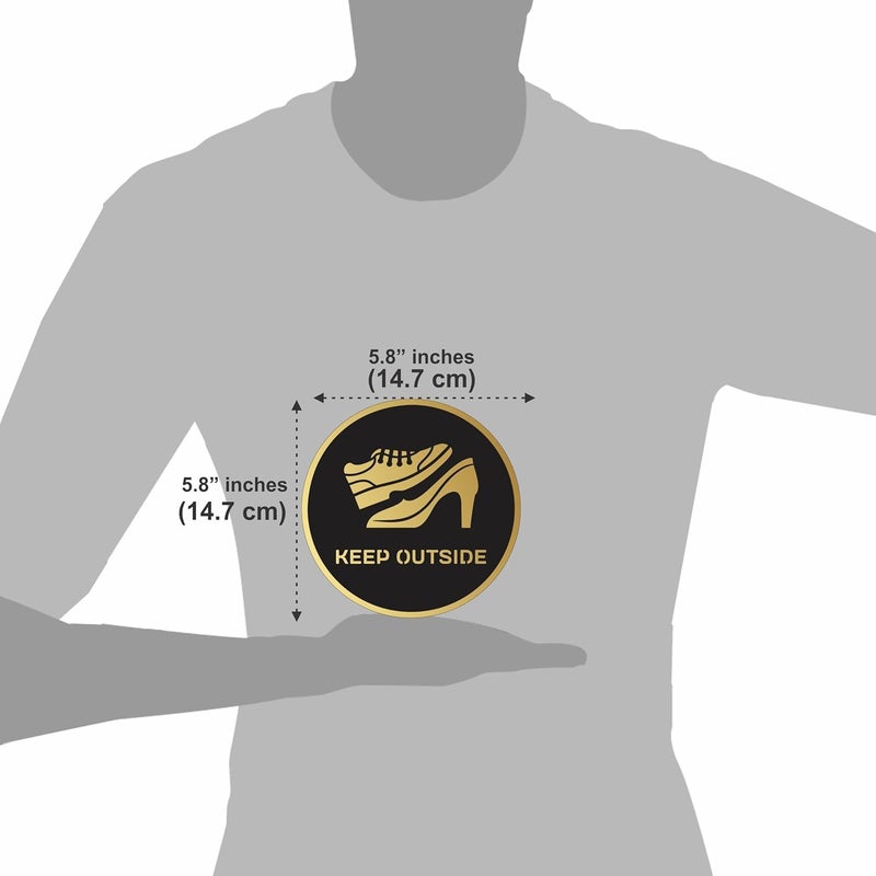 BerryBox Please Leave/Remove Your Shoes at The Door 5.8 inch by 5.8 inch Black Gold Self adhesive Sign, Business Stores Cafe Shop Hospital School Office Hotel corporate - Image 2