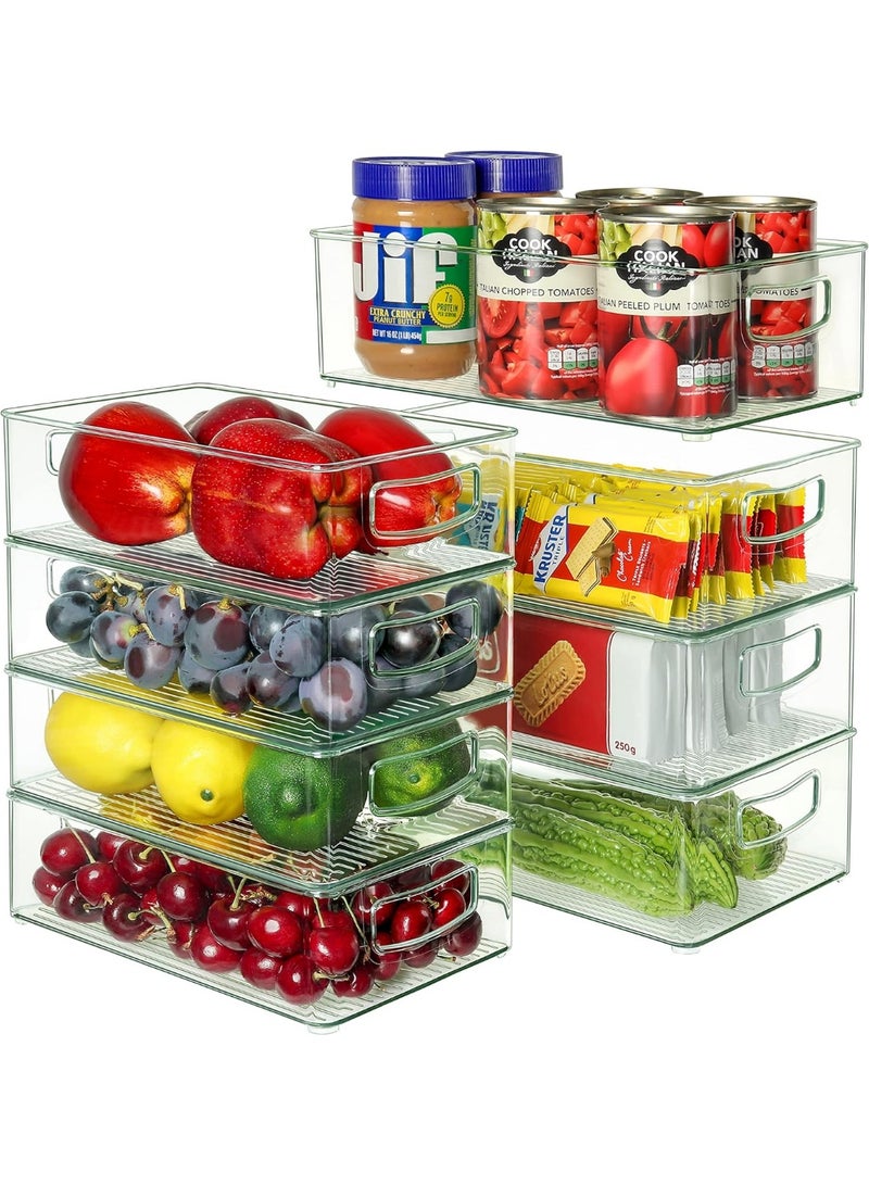 KITCHENOO Set of 8 Clear Fridge Organizer Bins, Stackable Refrigerator Organizers and Storage for Fridge, Freezer, Pantry, BPA Free - Image 1