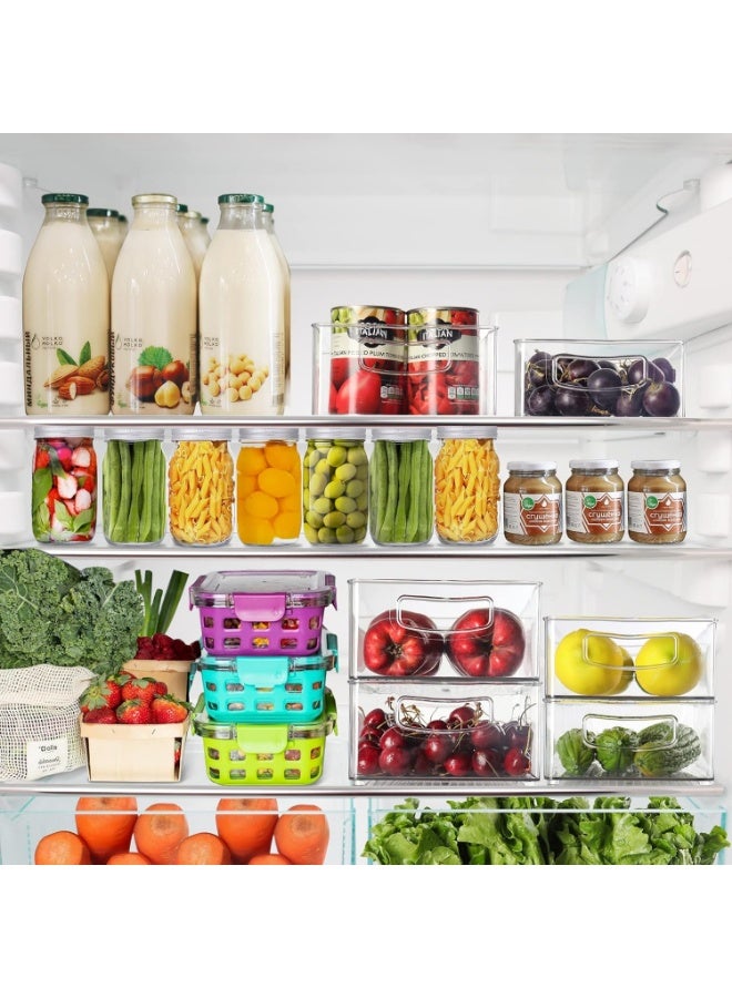 KITCHENOO Set of 8 Clear Fridge Organizer Bins, Stackable Refrigerator Organizers and Storage for Fridge, Freezer, Pantry, BPA Free - Image 2