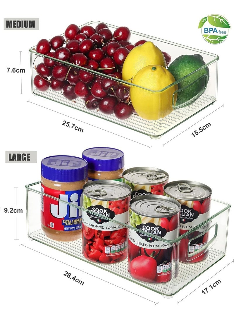 KITCHENOO Set of 8 Clear Fridge Organizer Bins, Stackable Refrigerator Organizers and Storage for Fridge, Freezer, Pantry, BPA Free - Image 4