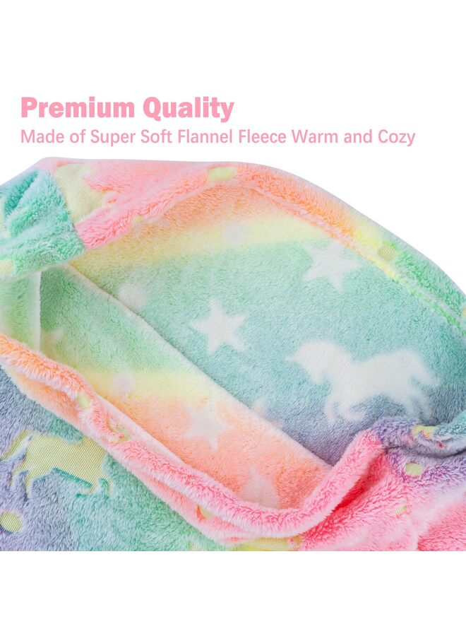 يُسلِّم بطانية ذيل حورية البحر المضيئة في الظلام، مقاس 19×39 بوصة، مصنوعة من الفلانيل، هدايا للبنات، يونيكورن مضيء، فائقة النعومة، صبغات ربط للفتيات (أخضر) - Image 3