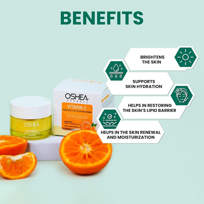 Oshea Herbals Brightening Skin Illuminating Face Cream For Normal Skin Types Hydrates Fades Age Spots Refines Texture Enriched with Mulberry Extract Vitamin C 50 g Pack of 2 - Image 4