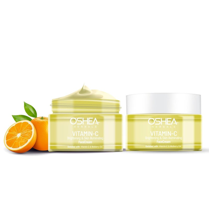 Oshea Herbals Brightening Skin Illuminating Face Cream For Normal Skin Types Hydrates Fades Age Spots Refines Texture Enriched with Mulberry Extract Vitamin C 50 g Pack of 2 - Image 1
