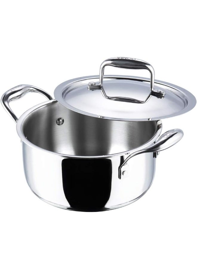 VINOD وعاء صلصة من الفولاذ المقاوم للصدأ ثلاثي الطبقات من فينود بلاتينيوم مع غطاء - 20 سم، 3 ل (مناسب للطهي بالحث) - Image 4