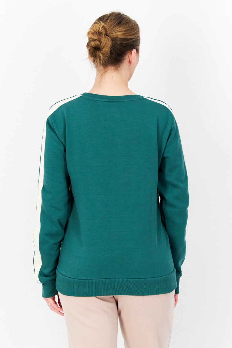 Ellesse سويت شيرت نسائي بأكمام طويلة وياقة دائرية، شعار العلامة التجارية، مجموعة خضراء - Image 4