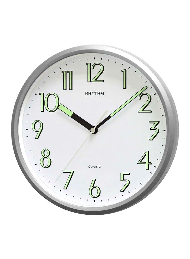 Rhythm Plastic Luminous Wall Clock Silver and White 24 x 24 x 4.5 cm CMG727NR19 - Image 1