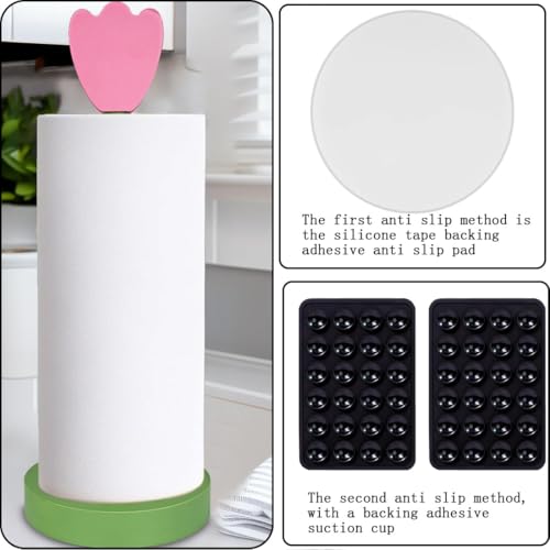 DBlosp Modern Wooden Paper Towel Holder Stand - Beautiful Flower Design with Anti-Skid Base, Easy No-Tool Assembly for Kitchen Countertop, Bathroom, Office - Natural Home Decor - Image 4