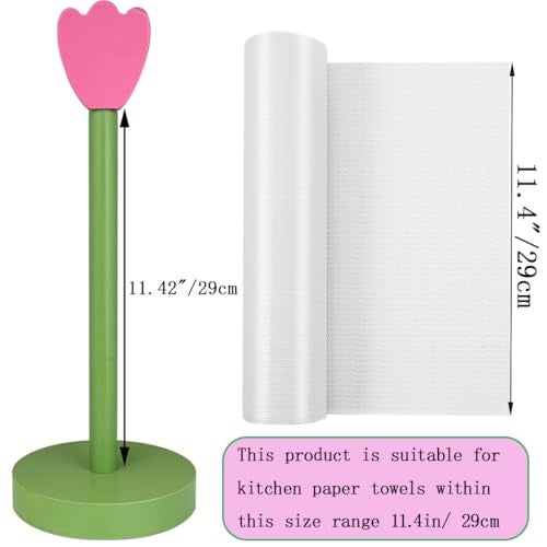 DBlosp Modern Wooden Paper Towel Holder Stand - Beautiful Flower Design with Anti-Skid Base, Easy No-Tool Assembly for Kitchen Countertop, Bathroom, Office - Natural Home Decor - Image 3