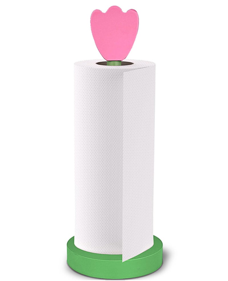 DBlosp Modern Wooden Paper Towel Holder Stand - Beautiful Flower Design with Anti-Skid Base, Easy No-Tool Assembly for Kitchen Countertop, Bathroom, Office - Natural Home Decor - Image 1