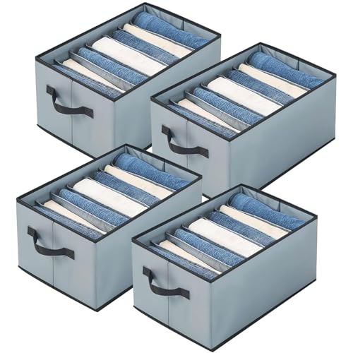 LAXIS® Wardrobe Organizer For Clothes Organisers Storage Box Clothes Organiser For Wardrobe Stackable Organizer For Wardrobe Cloth Storage Box Drawer Organizer (Grey, Pack of 4) - Image 1