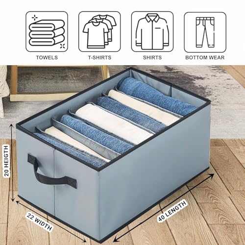 LAXIS® Wardrobe Organizer For Clothes Organisers Storage Box Clothes Organiser For Wardrobe Stackable Organizer For Wardrobe Cloth Storage Box Drawer Organizer (Grey, Pack of 4) - Image 2