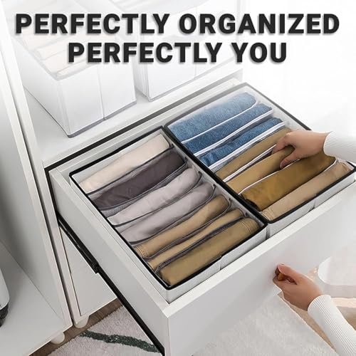 LAXIS® Wardrobe Organizer For Clothes Organisers Storage Box Clothes Organiser For Wardrobe Stackable Organizer For Wardrobe Cloth Storage Box Drawer Organizer (Grey, Pack of 4) - Image 4