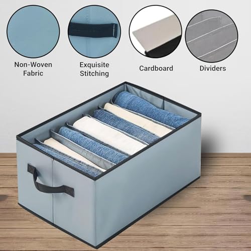 LAXIS® Wardrobe Organizer For Clothes Organisers Storage Box Clothes Organiser For Wardrobe Stackable Organizer For Wardrobe Cloth Storage Box Drawer Organizer (Grey, Pack of 4) - Image 3