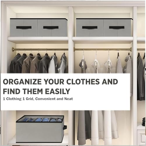 LAXIS® Wardrobe Organizer For Clothes Organisers Storage Box Clothes Organiser For Wardrobe Stackable Organizer For Wardrobe Cloth Storage Box Drawer Organizer (Grey, Pack of 4) - Image 5