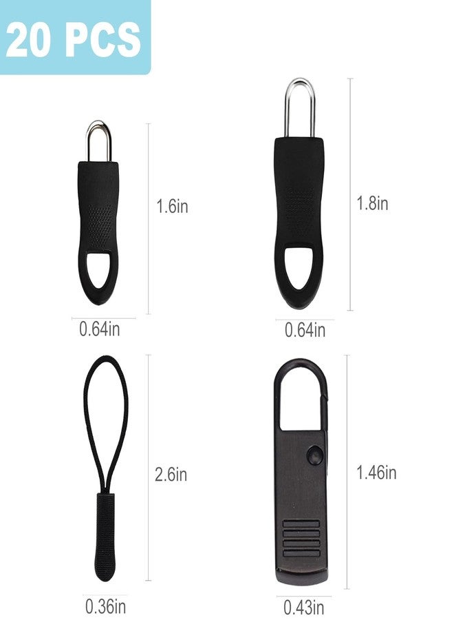VENEXA 20pcs Zipper Pulls Replacement Kit, Universal Zipper Puller, Detachable Zipper Pull Tab for Bags, Purses, Luggage, Backpacks, Jackets, Boots, Tents - 3 Styles, 4 Sizes - Image 2