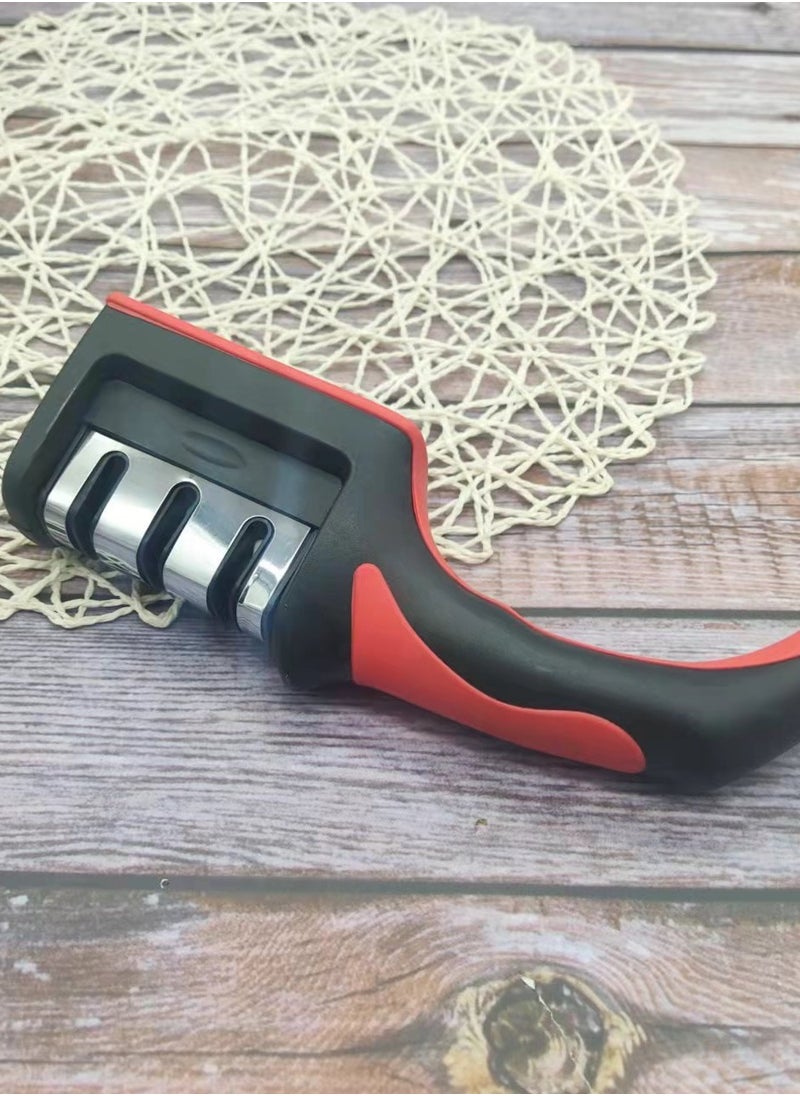 DTBG - 3-Stage Knife Sharpener Black/Silver/Red - Image 1