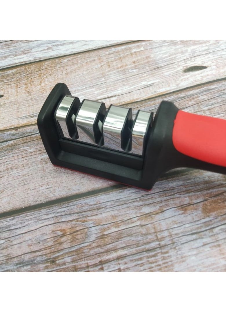 DTBG - 3-Stage Knife Sharpener Black/Silver/Red - Image 1