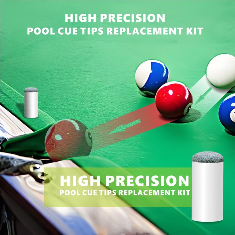 QEEGO 40pcs Slip On Pool Cue Tipsï¼ŒPremium Replacement Pool Cue Tips ï¼Œ2 Sizes Pool Stick Tips No Glue or Tool Required Billiard Cue Tips Replacement 10mm, 13mm Billiard Stick Tips for Snooker and Pool Cues - Image 3