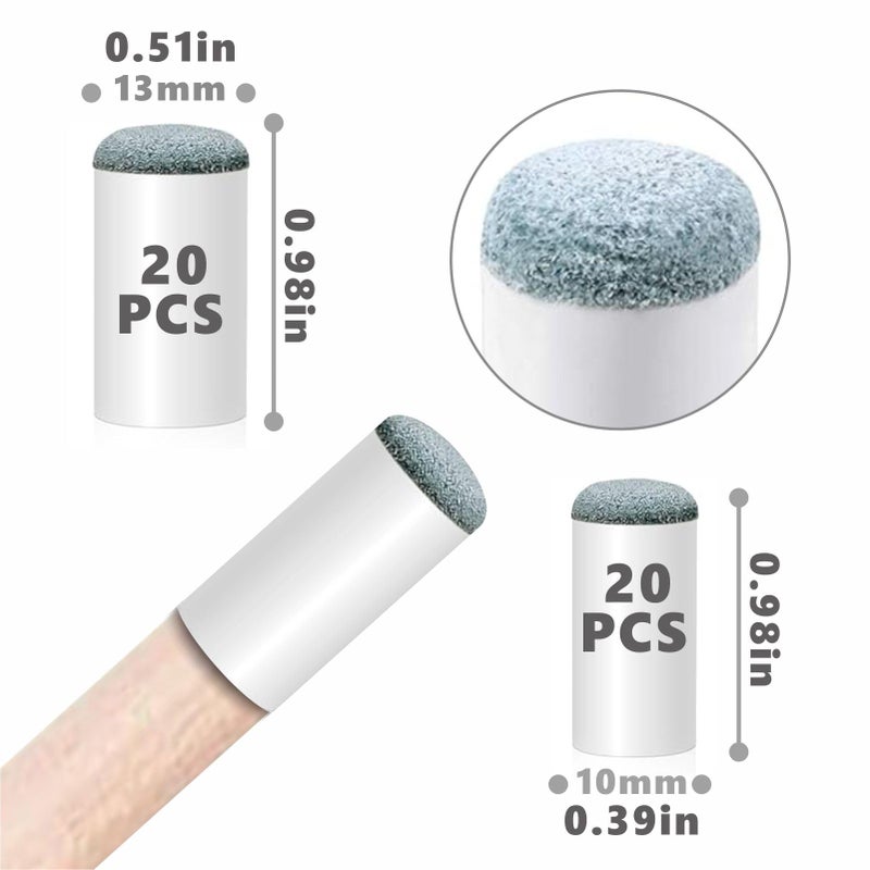 QEEGO 40pcs Slip On Pool Cue Tipsï¼ŒPremium Replacement Pool Cue Tips ï¼Œ2 Sizes Pool Stick Tips No Glue or Tool Required Billiard Cue Tips Replacement 10mm, 13mm Billiard Stick Tips for Snooker and Pool Cues - Image 2