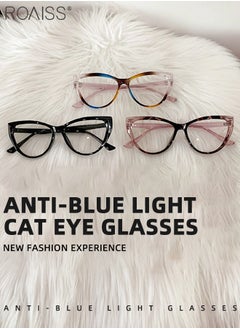 roaiss 3Pcs Women's Blue Light Blocking Glasses Blue Light Filter Computer Reading Gaming TV Phones Cat Eye Eyeglasses Fashion Anti Eyestrain Headache Eyewear 54mm  - Image 4